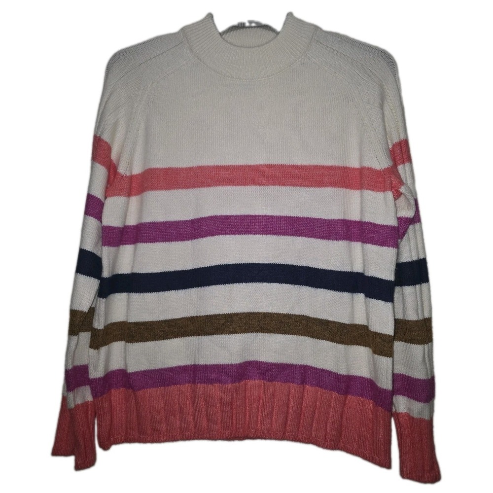 St. John's‎ Bay XL Striped Mock Neck Sweater Cozy Preppy Colorblock Soft Knit
